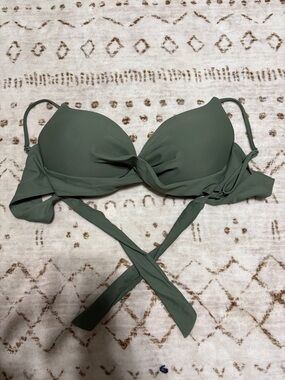 Olive Green Twist Front Bikini Top
